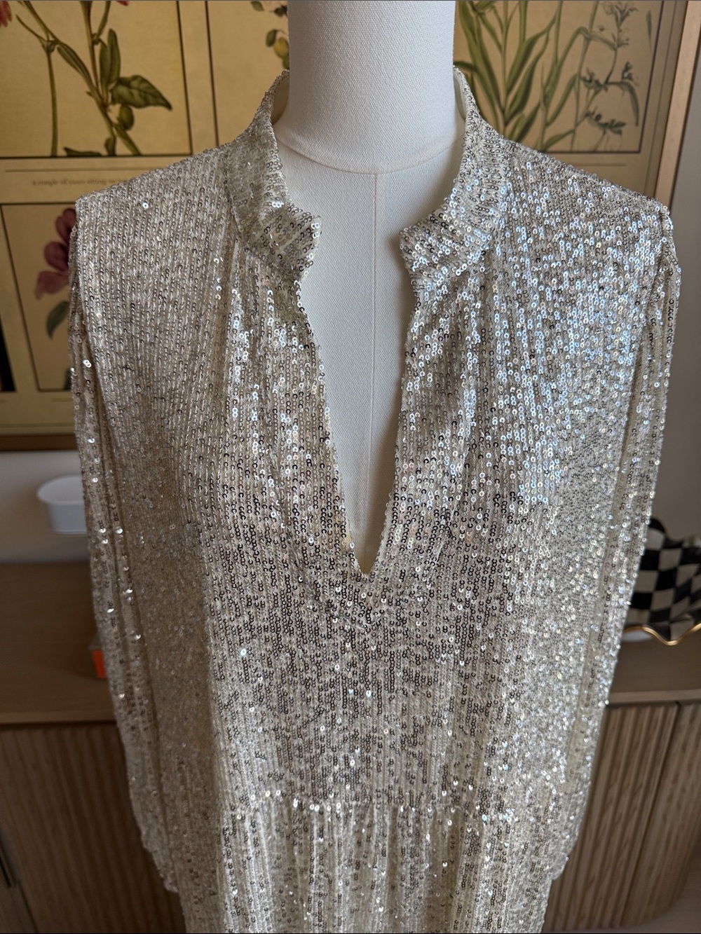 Sail to Sable STS Anne Midi Dress Silver Sequin Size XXL - Picture 2 of 12